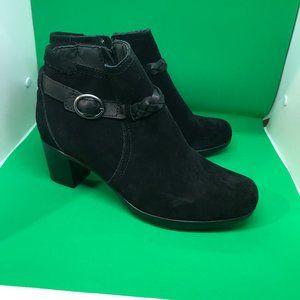 Black Suede Clark Ankle Boots w/ Stacked Heels